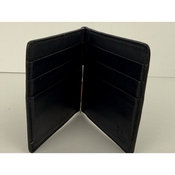 Gucci Guccissima Black Leather Money Clip Card Holder - Picture 3 of 7